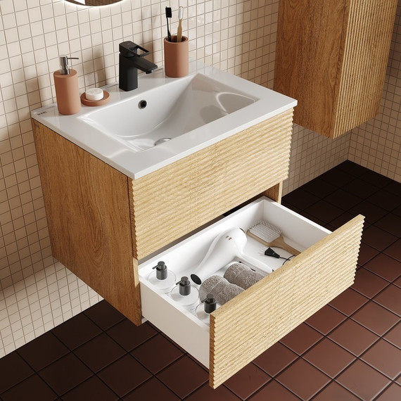 Тумба подвесная с раковиной Iddis Bild BIL60V0i95K 60 см, дуб светлый - 7 Тумба подвесная с раковиной Iddis Bild BIL60V0i95K 60 см, дуб светлый фото 7