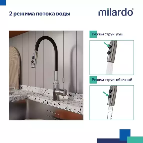 Смеситель для кухни Milardo Meal M01SB2FM05 фото 7