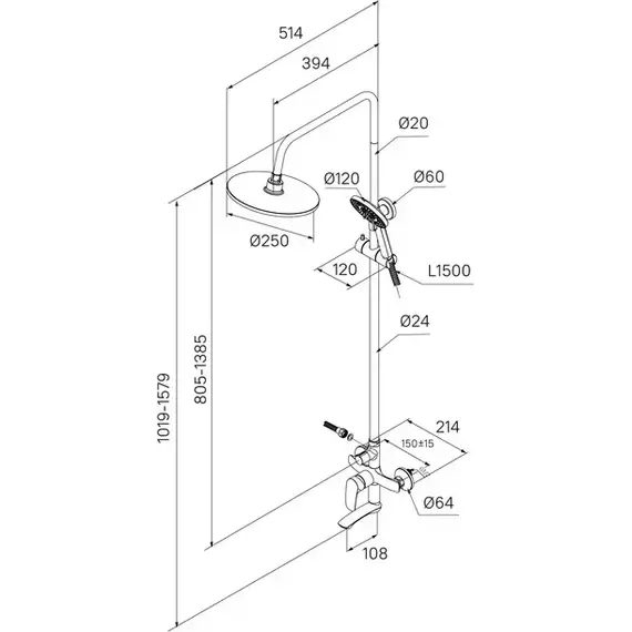 Душевая стойка Milardo Rora RORWT4FM06 фото 8