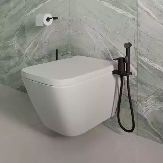 Набор для гигиенического душа Milardo Tidy 001BL00M08 устанавливаемый на унитаз, чёрный матовый фото 2