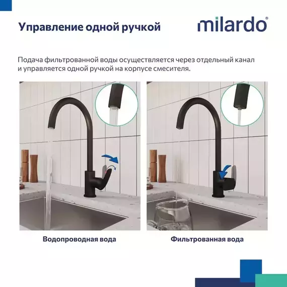 Смеситель для кухни Milardo Rora RORBLFJM05, чёрный матовый фото 8