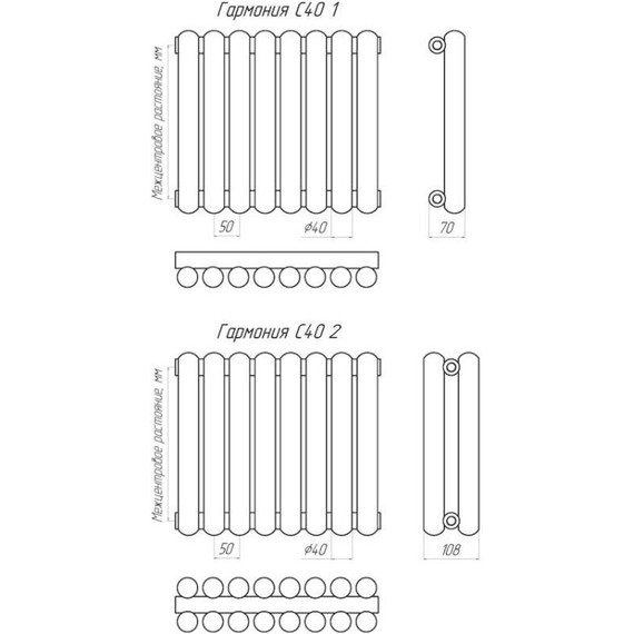 Вертикальный радиатор KZTO Гармония С40 1-1500-6 300х1500 мм (6 секций) фото 13