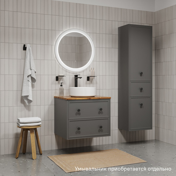 Тумба подвесная со столешницей Iddis Torr 60 см TOR60DBi95K, тёмно-серый фото 4