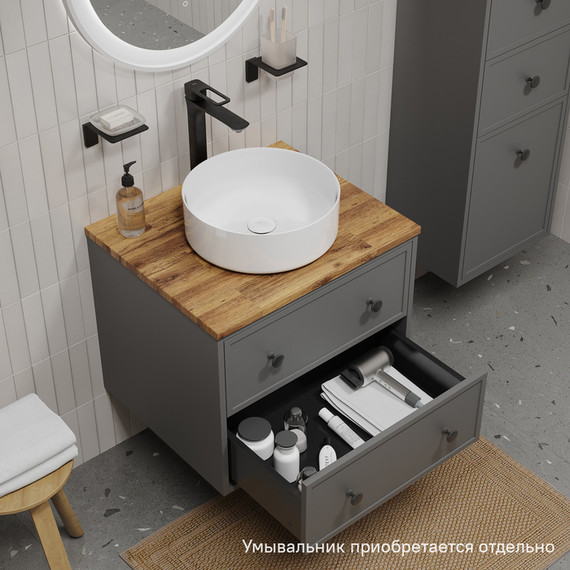 Тумба подвесная со столешницей Iddis Torr 60 см TOR60DBi95K, тёмно-серый фото 5