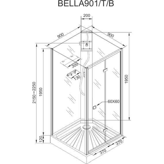 Душевая кабина CeruttiSpa 90х90 см BELLA90B, чёрный/прозрачное - 17 Душевая кабина CeruttiSpa 90х90 см BELLA90B, чёрный/прозрачное фото 17