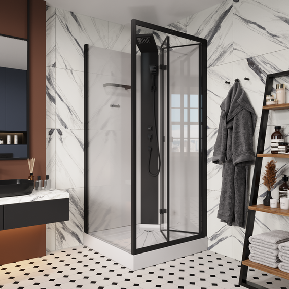 Душевая кабина CeruttiSpa 90х90 см BELLA90B, чёрный/прозрачное - 3 Душевая кабина CeruttiSpa 90х90 см BELLA90B, чёрный/прозрачное фото 3