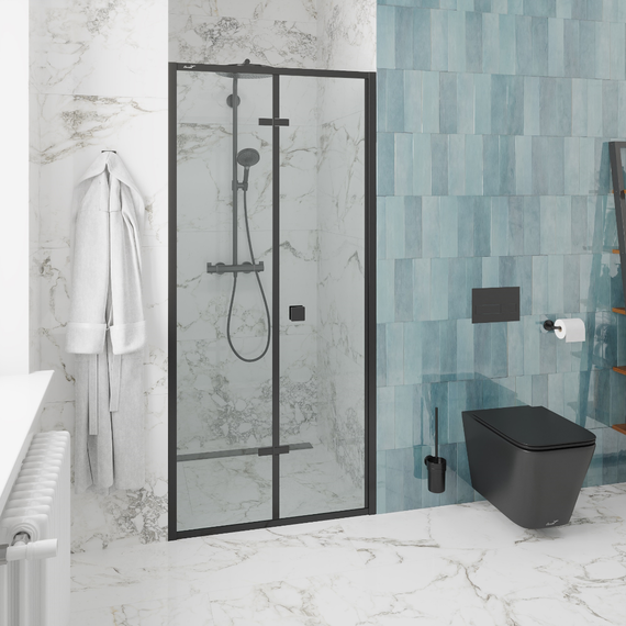 Душевая дверь CeruttiSpa 100 см BELLA D101B, чёрный/прозрачное фото 