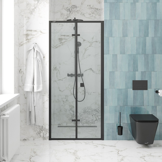 Душевая дверь CeruttiSpa 80 см BELLA D81B, чёрный/прозрачное фото 2