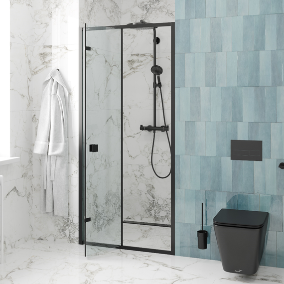 Душевая дверь CeruttiSpa 100 см BELLA D101B, чёрный/прозрачное фото 3