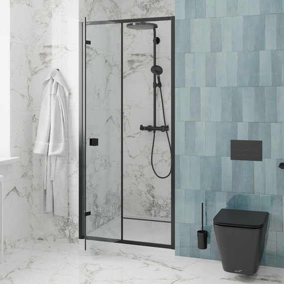 Душевая дверь CeruttiSpa 80 см BELLA D81B, чёрный/прозрачное фото 4