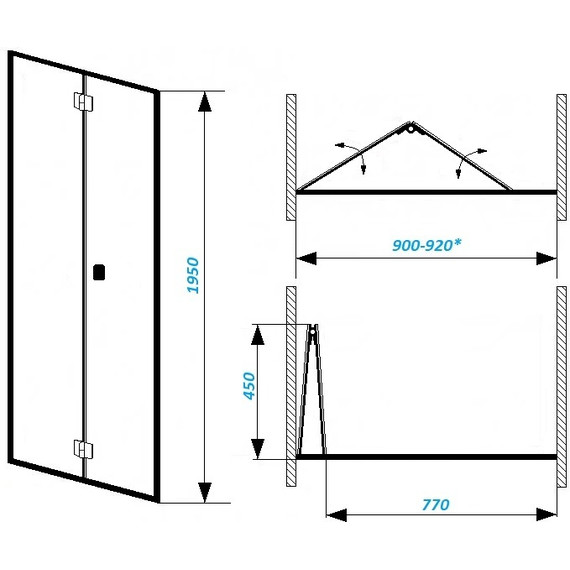 Душевая дверь CeruttiSpa 100 см BELLA D101B, чёрный/прозрачное фото 7