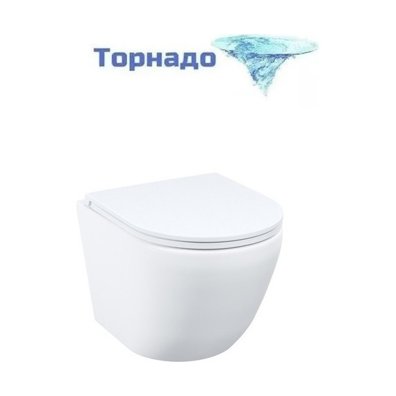 Унитаз подвесной безободковый Iddis Blanco Q BLQNDSEI25 с крышкой дюропласт (система смыва Торнадо) фото 