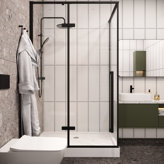 Душевое ограждение CeruttiSpa 120х90 см C1A (стекло 8 мм), чёрный/прозрачное фото 3