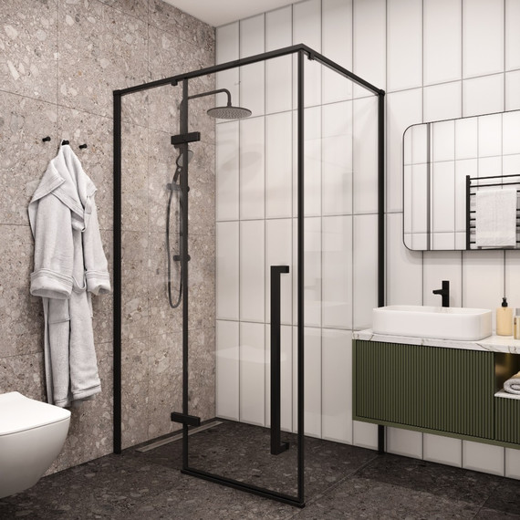 Душевое ограждение CeruttiSpa 120х90 см C1A (стекло 8 мм), чёрный/прозрачное фото 4