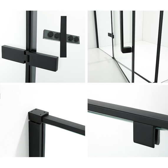 Душевое ограждение CeruttiSpa 120х90 см C1A (стекло 8 мм), чёрный/прозрачное фото 9