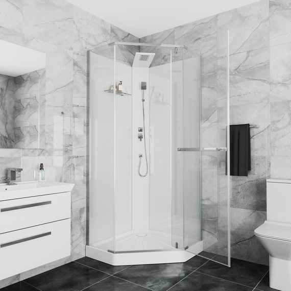 Душевая кабина CeruttiSpa 90х90 см Chika 901T, хром/прозрачное - 2 Душевая кабина CeruttiSpa 90х90 см Chika 901T, хром/прозрачное фото 2