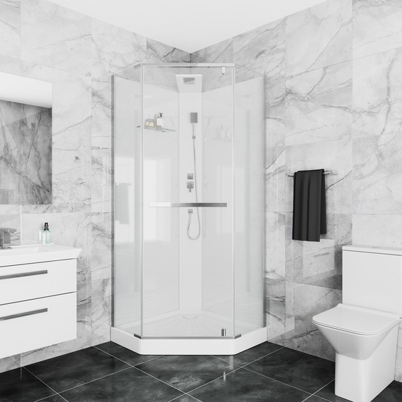 Душевая кабина CeruttiSpa 90х90 см Chika 901T, хром/прозрачное - 3 Душевая кабина CeruttiSpa 90х90 см Chika 901T, хром/прозрачное фото 3