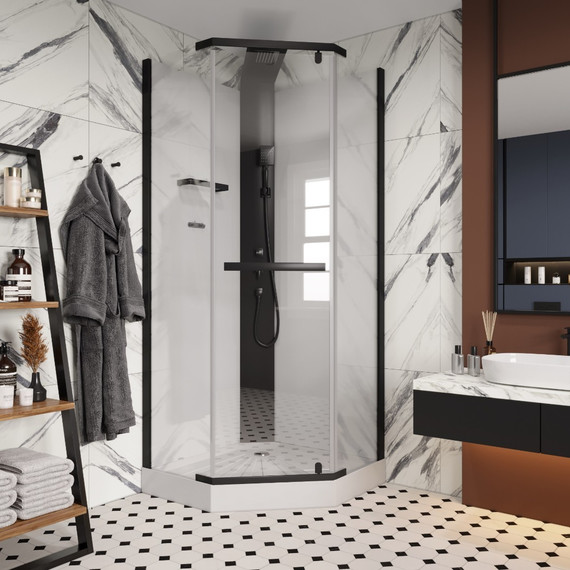 Душевая кабина CeruttiSpa 90х90 см CHIKA901B, чёрный/прозрачное - 4 Душевая кабина CeruttiSpa 90х90 см CHIKA901B, чёрный/прозрачное фото 4