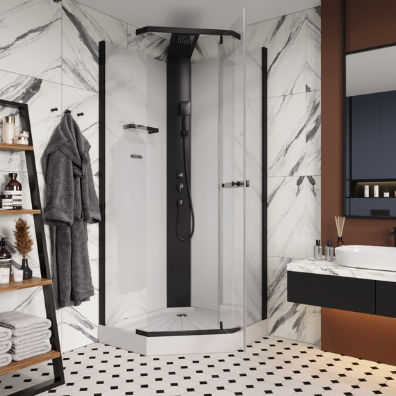 Душевая кабина CeruttiSpa 90х90 см CHIKA901B, чёрный/прозрачное - 5 Душевая кабина CeruttiSpa 90х90 см CHIKA901B, чёрный/прозрачное фото 5