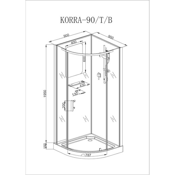 Душевая кабина CeruttiSpa 90х90 см KORRA90T, хром/прозрачное фото 2