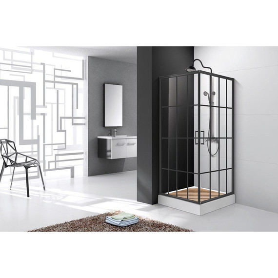 Душевое ограждение CeruttiSpa 90х90 см MUZA90, чёрный/прозрачное фото 2