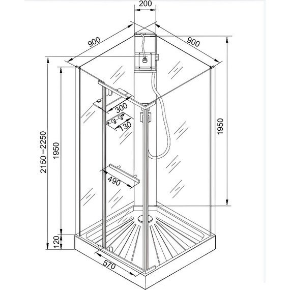 Душевая кабина CeruttiSpa 90х90 см MiMi90B, чёрный/прозрачное - 8 Душевая кабина CeruttiSpa 90х90 см MiMi90B, чёрный/прозрачное фото 8