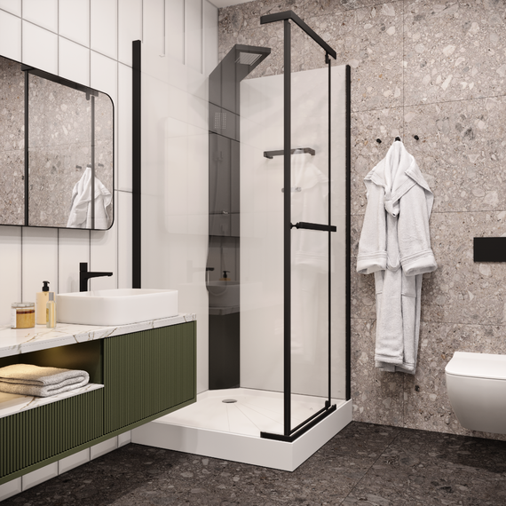 Душевая кабина CeruttiSpa 90х90 см MiMi90B, чёрный/прозрачное - 3 Душевая кабина CeruttiSpa 90х90 см MiMi90B, чёрный/прозрачное фото 3