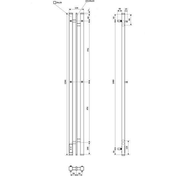 Полотенцесушитель электрический Point Фрея П2 100x1200 мм PN20712GB (возможность скрытого подключения) L, графит блеск фото 5