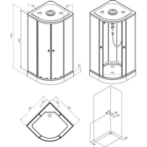 Душевая кабина Am.Pm X-Joy 90х90 см W94C-401-090MT, серебристый/прозрачное фото 7