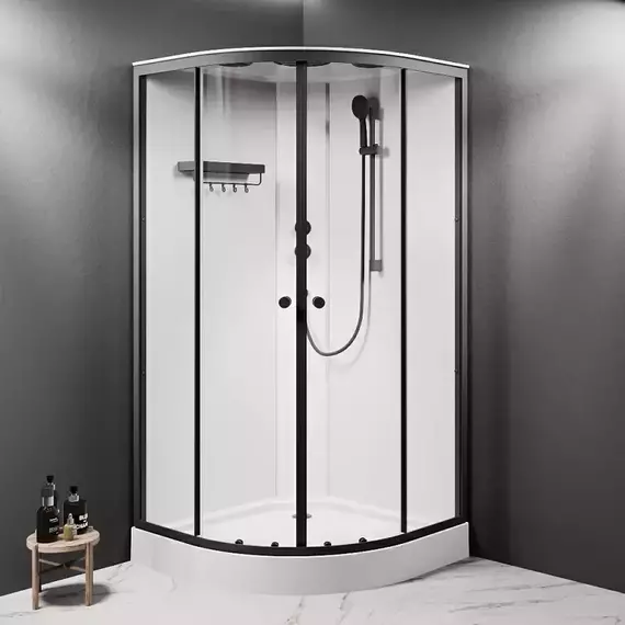 Душевая кабина Am.Pm X-Joy 100x100 см W94C-401-100BT, чёрный матовый/прозрачное фото 