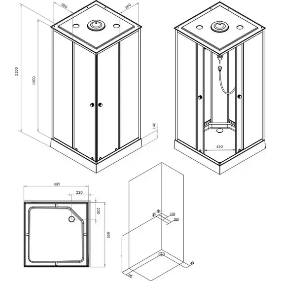 Душевая кабина Am.Pm X-Joy 90x90 см W94C-403-090MT, серебристый/прозрачное фото 7