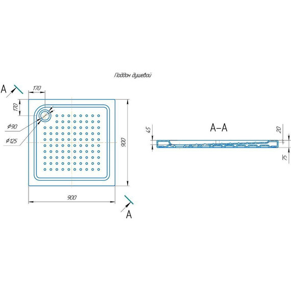 Поддон керамический Kirovit 90x90 см 316136 фото 4