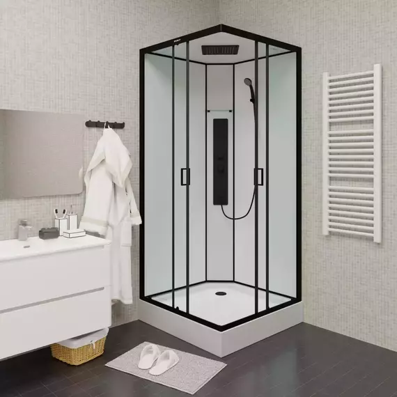 Душевая кабина Parly 90х90 см AMI Quadro, чёрный/прозрачное фото 2
