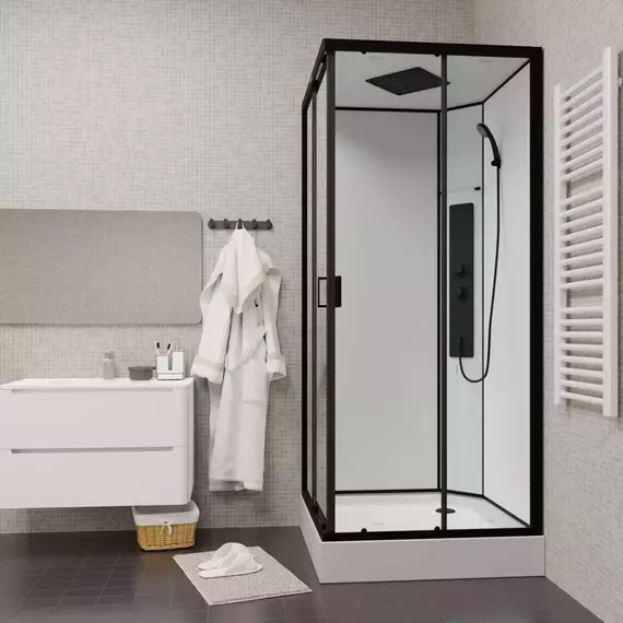 Душевая кабина Parly 90х90 см AMI Quadro, чёрный/прозрачное фото 3