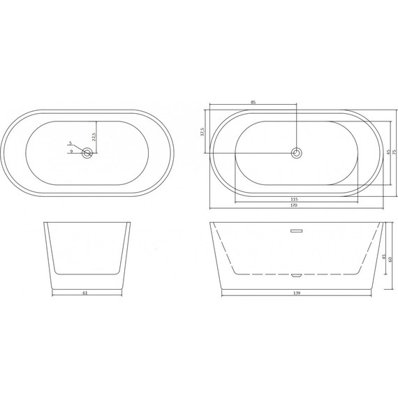 Ванна отдельностоящая CeruttiSpa 170x75 см RESIA170II CT10519 фото 3