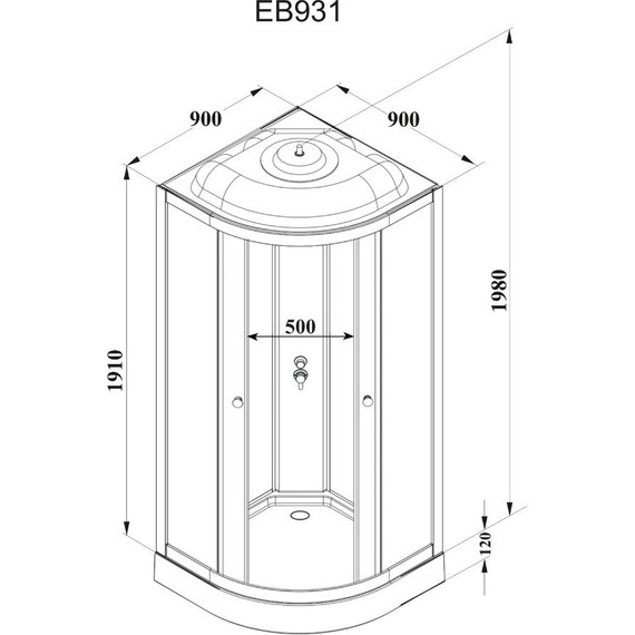 Душевая кабина Parly Bianco 90х90 см EB931, белый/матовое фото 3