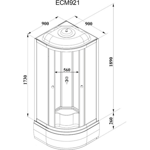 Душевая кабина Parly Classic 90х90 см ECM921, белый/тонированное фото 4