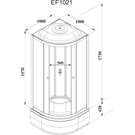 Душевая кабина Parly 100х100 см EF1021, белый/матовое - 5 Душевая кабина Parly 100х100 см EF1021, белый/матовое фото 5