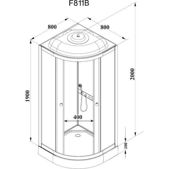Душевая кабина Parly 80х80 см F811B, чёрный/матовое фото 3