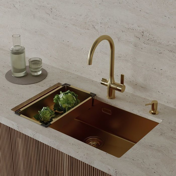 Коландер для кухонной мойки Iddis Kitchen Line KOL23MGi59, золото матовое - 4 Коландер для кухонной мойки Iddis Kitchen Line KOL23MGi59, золото матовое фото 4