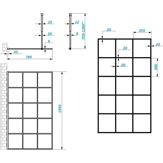 Душевая перегородка CeruttiSpa MUZA T80 80х195 см, чёрный/прозрачное фото 11