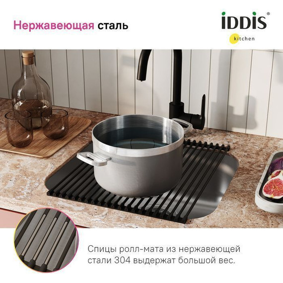 Ролл-мат для кухонной мойки Iddis Kitchen Line ROL35BLi59, чёрный фото 7