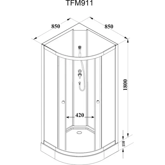 Душевая кабина Parly Effect 85х85 см TMF911, белый/матовое фото 3