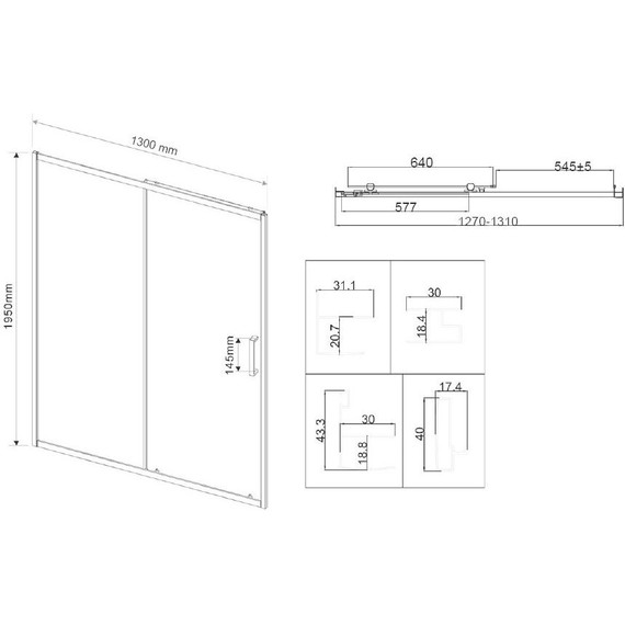 Душевая дверь Vincea City 130 см VDS-5CT130CLB, чёрный/прозрачное фото 6