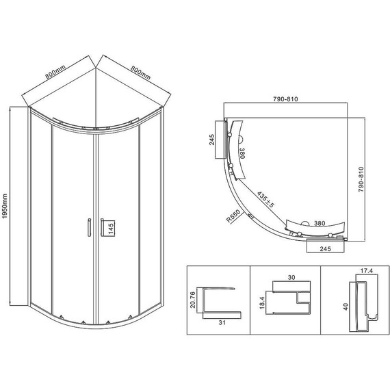 Душевое ограждение Vincea City 80x80 см VSQ-5CT800MT, хром/матовое фото 5