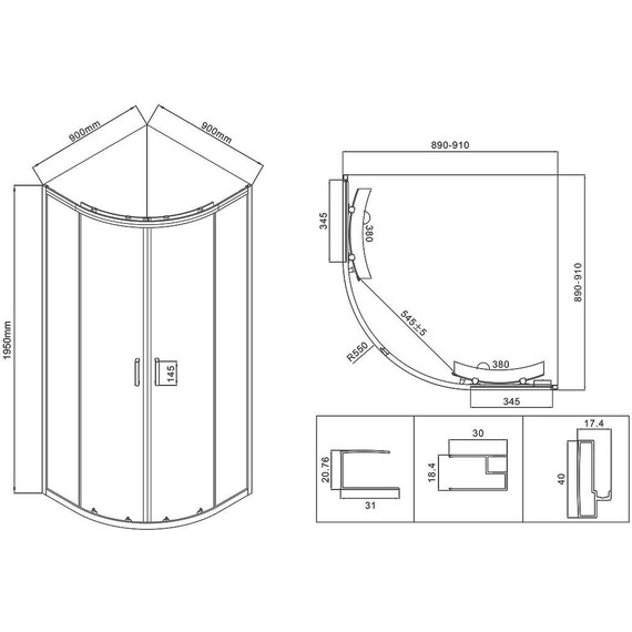 Душевое ограждение Vincea City 90x90 см VSQ-5CT900MT, хром/матовое фото 5