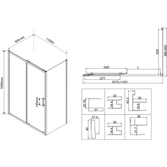 Душевое ограждение Vincea City 110x90 см VSR-5CT9011CL, хром/прозрачное фото 6