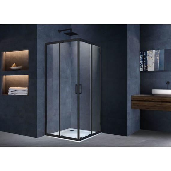Душевое ограждение Vincea Alpha 100x100 см VSS-3AL100CLB, чёрный/прозрачное фото 2