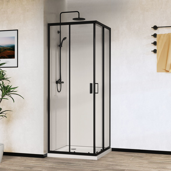 Душевое ограждение Vincea City 100x90 см VSS-5CT9010CLB, чёрный/прозрачное - 2 Душевое ограждение Vincea City 100x90 см VSS-5CT9010CLB, чёрный/прозрачное фото 2