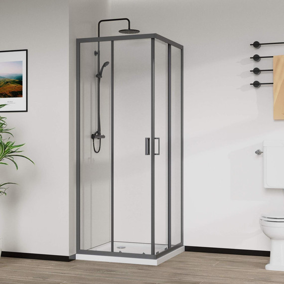 Душевое ограждение Vincea City 100x80 см VSS-5CT8010CLGM, вороненая сталь/прозрачное фото 2